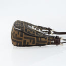 FENDI Zucca Canvas Shoulder Bag Black Brown Auth 146505-3
