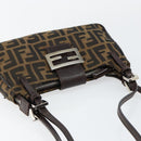 FENDI Zucca Canvas Shoulder Bag Black Brown Auth 146505-6