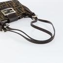 FENDI Zucca Canvas Shoulder Bag Black Brown Auth 146505-7