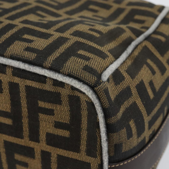 FENDI Zucca Canvas Vanity Hand Bag Black Brown Auth 146506