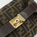 FENDI Zucca Canvas Vanity Hand Bag Black Brown Auth 146506-17