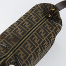 FENDI Zucca Canvas Vanity Hand Bag Black Brown Auth 146506-9