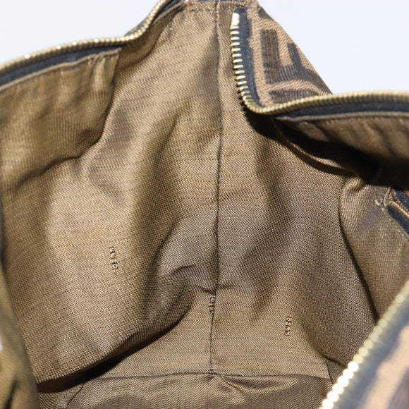 FENDI Zucca Canvas Vanity Hand Bag Black Brown Auth 146506