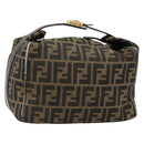 FENDI Zucca Canvas Vanity Hand Bag Black Brown Auth 146506-1