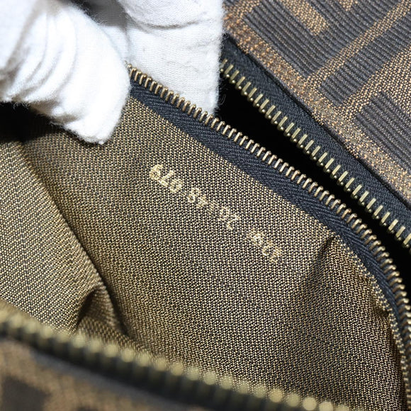 FENDI Zucca Canvas Vanity Hand Bag Black Brown Auth 146506
