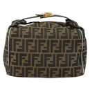FENDI Zucca Canvas Vanity Hand Bag Black Brown Auth 146506-2