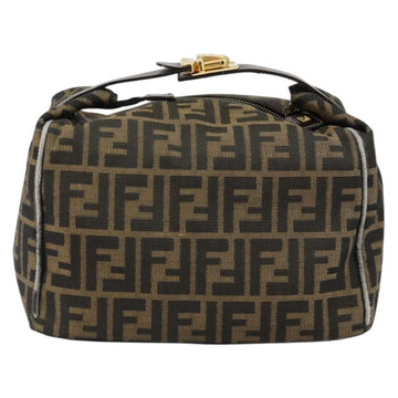FENDI Zucca Canvas Vanity Hand Bag Black Brown Auth 146506 - 0