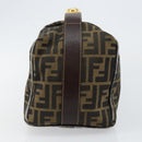 FENDI Zucca Canvas Vanity Hand Bag Black Brown Auth 146506-4