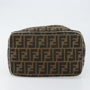 FENDI Zucca Canvas Vanity Hand Bag Black Brown Auth 146506-7