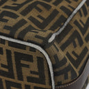 FENDI Zucca Canvas Vanity Hand Bag Black Brown Auth 146506-8
