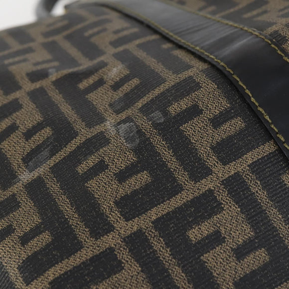FENDI Zucca Canvas Boston Bag PVC Black Brown Auth 146507