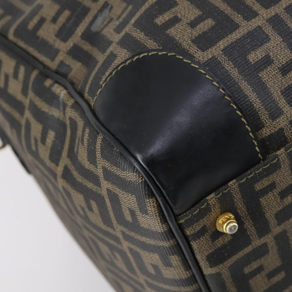FENDI Zucca Canvas Boston Bag PVC Black Brown Auth 146507