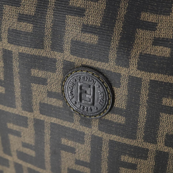 FENDI Zucca Canvas Boston Bag PVC Black Brown Auth 146507