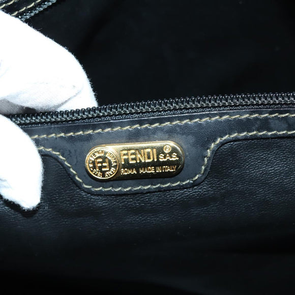 FENDI Zucca Canvas Boston Bag PVC Black Brown Auth 146507