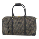 FENDI Zucca Canvas Boston Bag PVC Black Brown Auth 146507-13