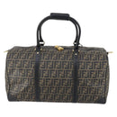 FENDI Zucca Canvas Boston Bag PVC Black Brown Auth 146507-2