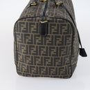 FENDI Zucca Canvas Boston Bag PVC Black Brown Auth 146507-4