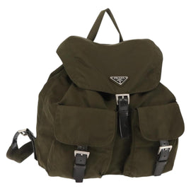PRADA Backpack Nylon Khaki Auth 146518