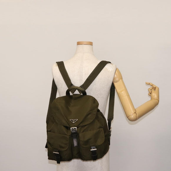 PRADA Backpack Nylon Khaki Auth 146518