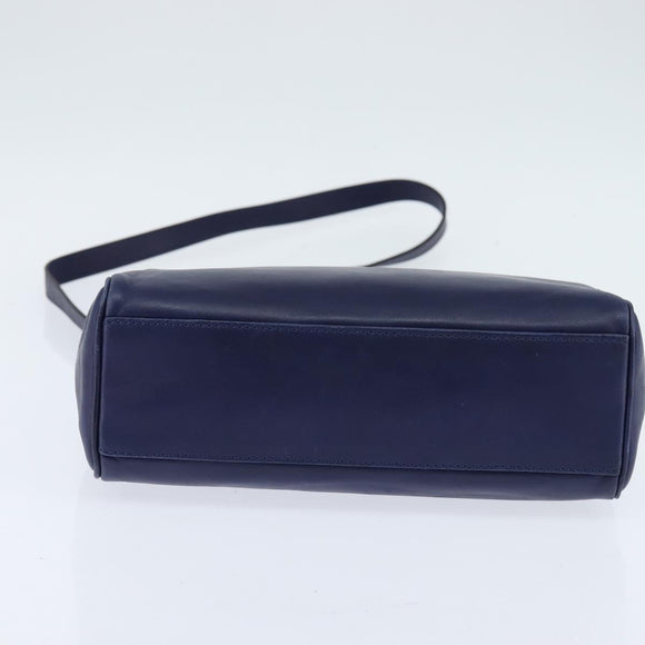 CELINE Circle Hand Bag Leather 2way Blue Gold Auth 146519