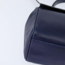 CELINE Circle Hand Bag Leather 2way Blue Gold Auth 146519-9