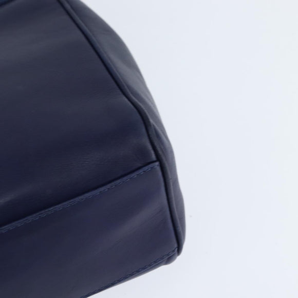 CELINE Circle Hand Bag Leather 2way Blue Gold Auth 146519