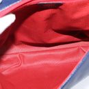 CELINE Circle Hand Bag Leather 2way Blue Gold Auth 146519-11