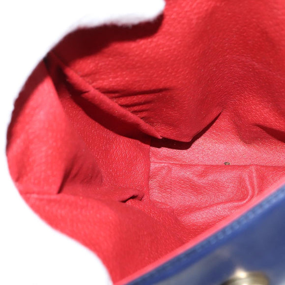 CELINE Circle Hand Bag Leather 2way Blue Gold Auth 146519