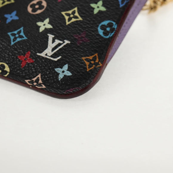 LOUIS VUITTON Multicolor Pochette Cles NM Coin Purse Black M60279 Auth 146522V