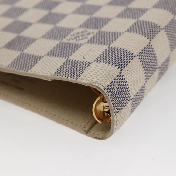 LOUIS VUITTON Damier Azur Agenda MM Day Planner Cover R20707 LV Auth 146523