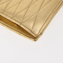CHANEL Clutch Bag Leather Gold CC Auth 146526-11