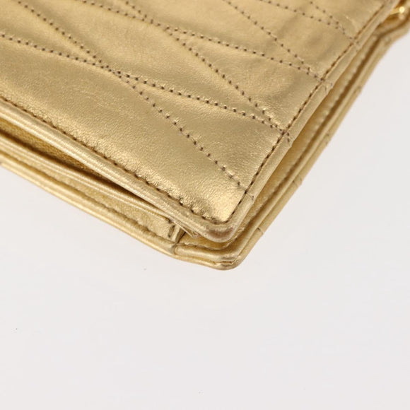 CHANEL Clutch Bag Leather Gold CC Auth 146526
