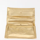 CHANEL Clutch Bag Leather Gold CC Auth 146526-13