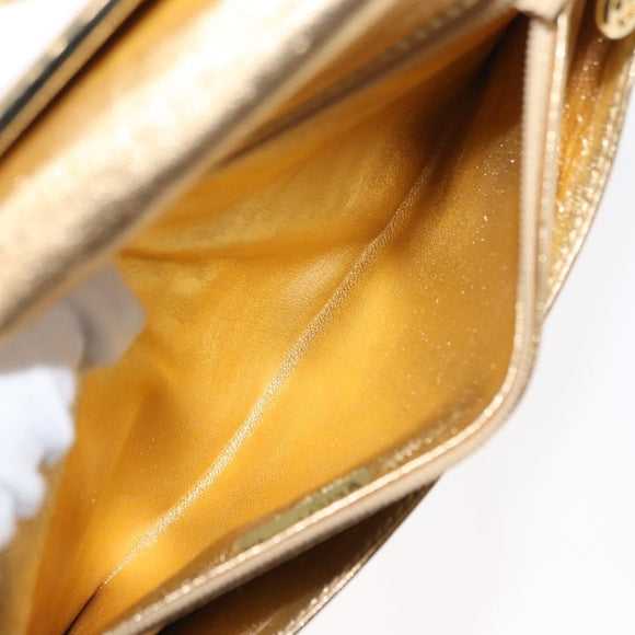 CHANEL Clutch Bag Leather Gold CC Auth 146526