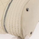 CHANEL Wild Stitch Chain Shoulder Bag Leather Ivory Silver CC Auth 146532-16