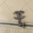 CHANEL Wild Stitch Chain Shoulder Bag Leather Ivory Silver CC Auth 146532-18