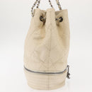 CHANEL Wild Stitch Chain Shoulder Bag Leather Ivory Silver CC Auth 146532-4
