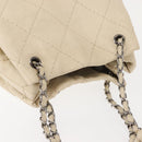 CHANEL Wild Stitch Chain Shoulder Bag Leather Ivory Silver CC Auth 146532-6