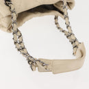 CHANEL Wild Stitch Chain Shoulder Bag Leather Ivory Silver CC Auth 146532-7