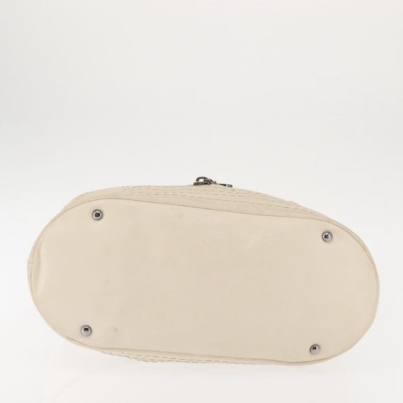 CHANEL Wild Stitch Chain Shoulder Bag Leather Ivory Silver CC Auth 146532