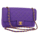 CHANEL Matelasse 25 Chain Shoulder Bag Nylon Purple Gold CC Auth 146533SM-1