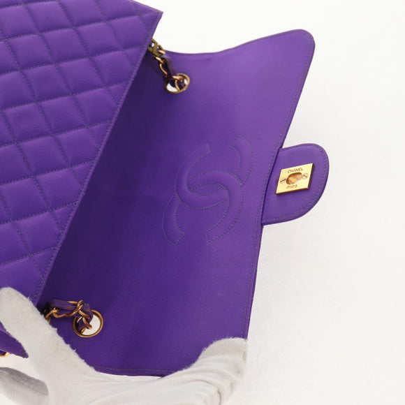 CHANEL Matelasse 25 Chain Shoulder Bag Nylon Purple Gold CC Auth 146533SM
