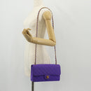 CHANEL Matelasse 25 Chain Shoulder Bag Nylon Purple Gold CC Auth 146533SM-31