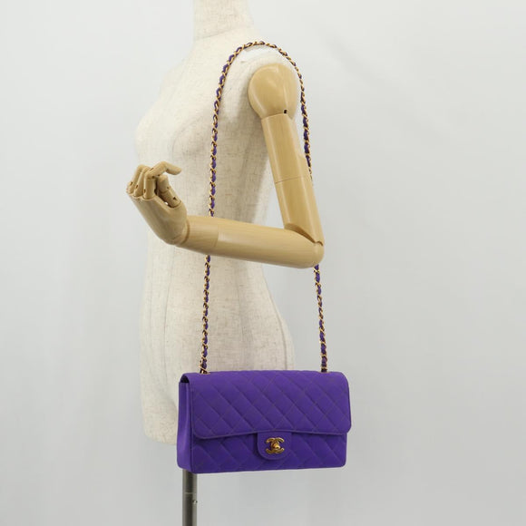 CHANEL Matelasse 25 Chain Shoulder Bag Nylon Purple Gold CC Auth 146533SM