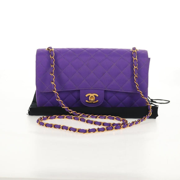 CHANEL Matelasse 25 Chain Shoulder Bag Nylon Purple Gold CC Auth 146533SM