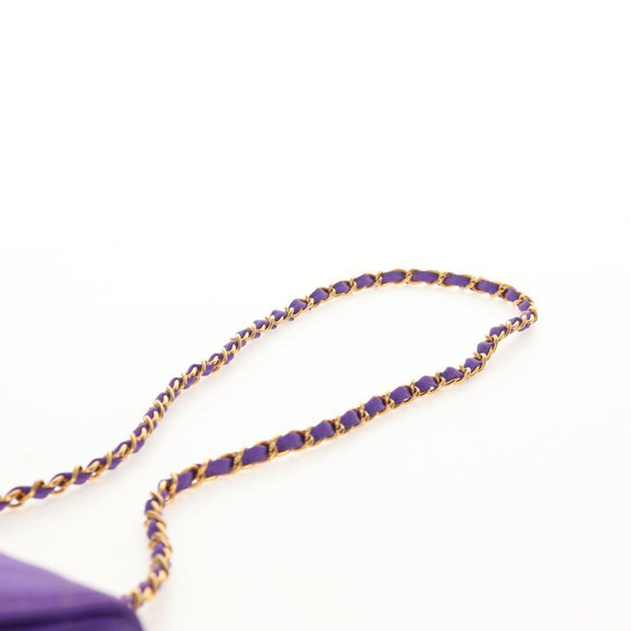 CHANEL Matelasse 25 Chain Shoulder Bag Nylon Purple Gold CC Auth 146533SM