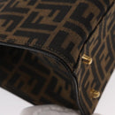 FENDI Zucca Canvas Hand Bag Black Brown Auth 146546V-10