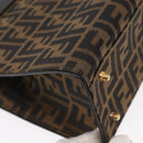 FENDI Zucca Canvas Hand Bag Black Brown Auth 146546V-12
