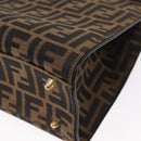 FENDI Zucca Canvas Hand Bag Black Brown Auth 146546V-13