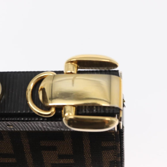 FENDI Zucca Canvas Hand Bag Black Brown Auth 146546V